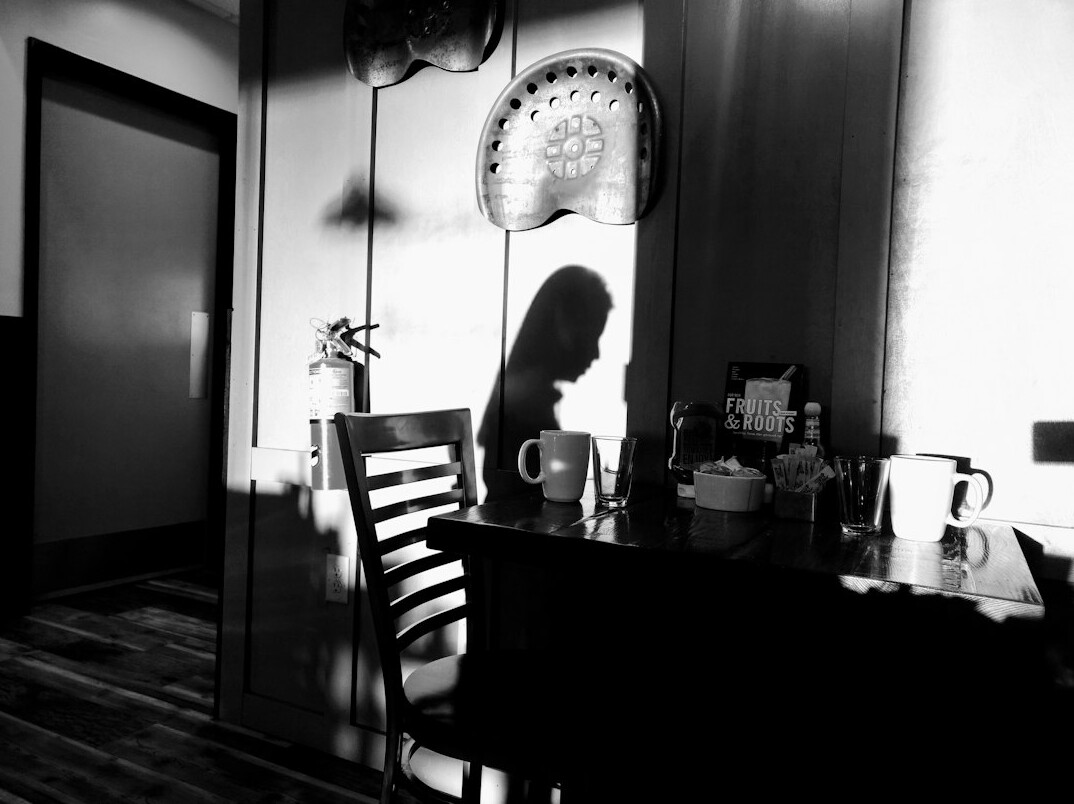 mystery author portrait in shadows
