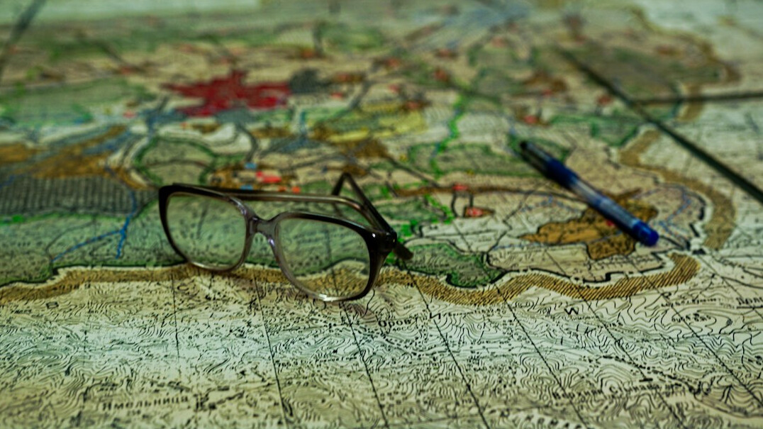 ancient map on table