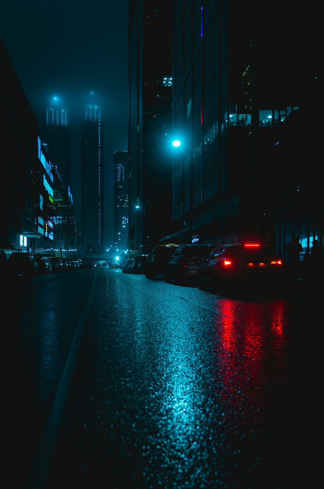 dark rainy night scene